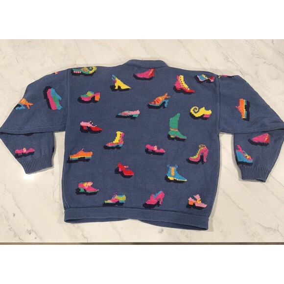 Christine Foley Shoes Sweater Cardigan Sz 2 Art to Wear Vintage - Picture 5 of 5